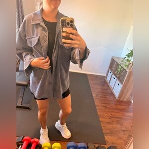 Blue corduroy lightweight shirt jacket